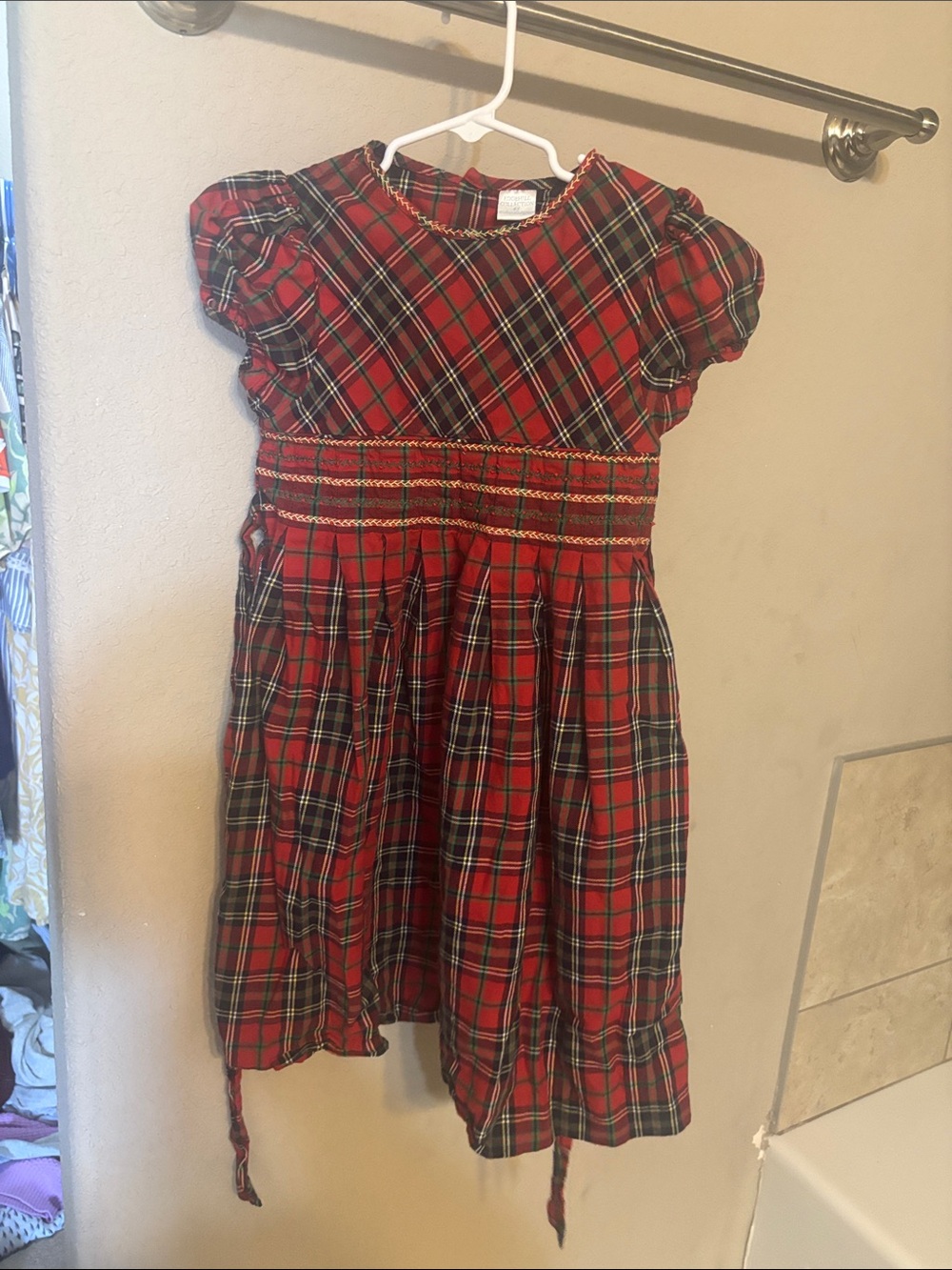 Edgehill Collection Red Plaid Smocked Holiday Dress